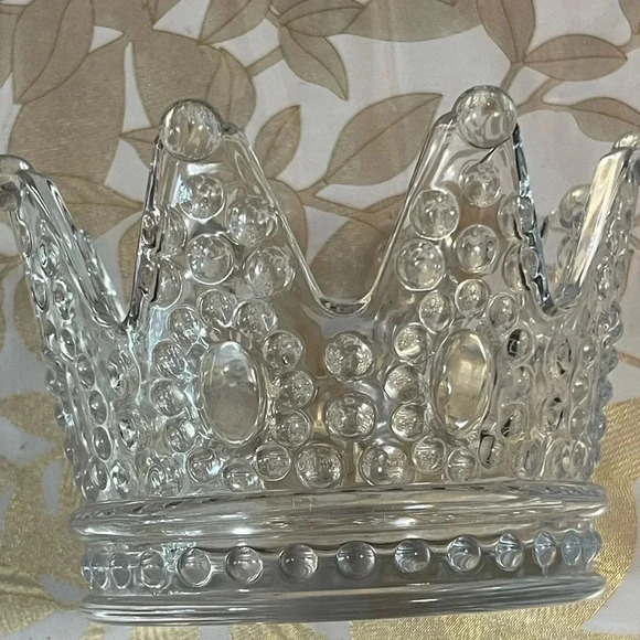 PRINCESS  CROWN  GLASS / Cristal Candy Cookies DISH/ Vase - Picture 4 of 6